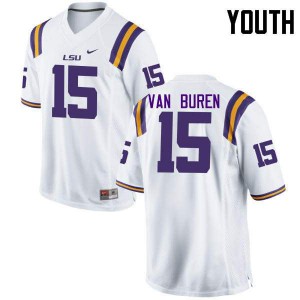 Youth Steve Van Buren White Louisiana State Tigers #15 Stitch Jersey