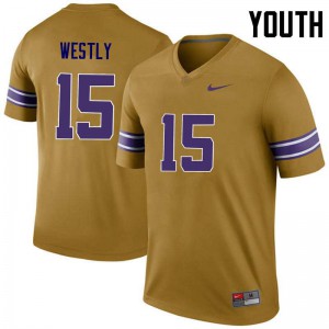 Youth Tony Westly Gold LSU Tigers #15 Legend Embroidery Jerseys