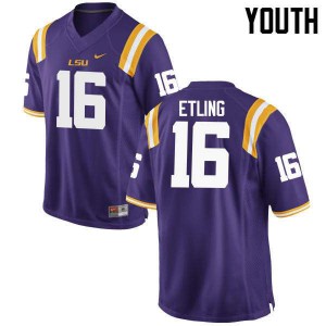 Youth Danny Etling Purple LSU #16 NCAA Jersey