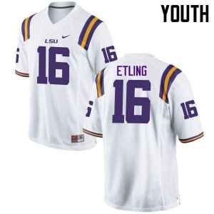 Youth Danny Etling White LSU Tigers #16 Official Jerseys