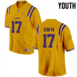 Youth Tiger Scheyd Gold LSU #17 NCAA Jersey