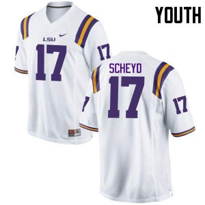 Youth Tiger Scheyd White LSU Tigers #17 Official Jersey