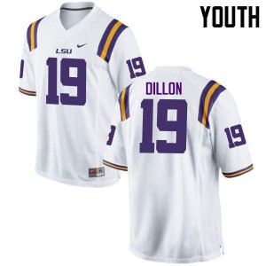 Youth Derrick Dillon White Louisiana State Tigers #19 Football Jersey