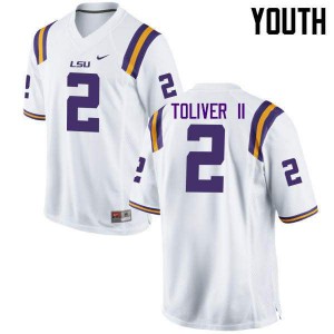 Youth Kevin Toliver II White Louisiana State Tigers #2 Embroidery Jerseys