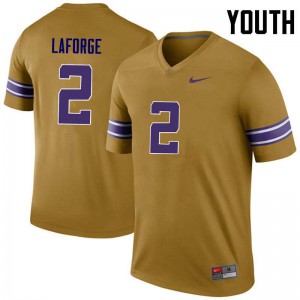 Youth Trey LaForge Gold Tigers #2 Legend Football Jersey