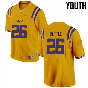 Youth John Battle Gold LSU Tigers #26 Stitched Jerseys