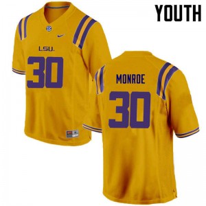Youth Eric Monroe Gold LSU #30 Player Jerseys