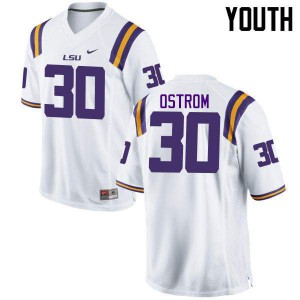 Youth Michael Ostrom White Louisiana State Tigers #30 Official Jersey