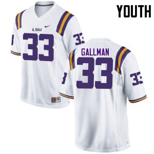 Youth Trey Gallman White Tigers #33 Embroidery Jerseys