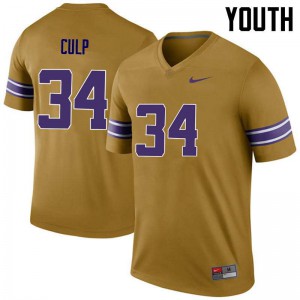 Youth Connor Culp Gold Louisiana State Tigers #34 Legend College Jerseys