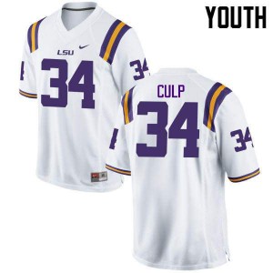 Youth Connor Culp White Louisiana State Tigers #34 Football Jerseys