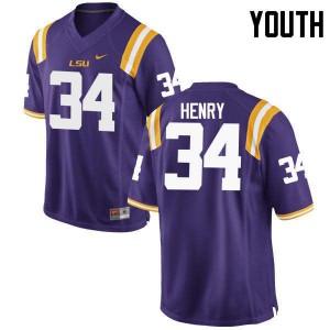 Youth Reshaud Henry Purple LSU Tigers #34 Stitch Jersey