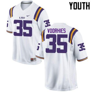 Youth Devin Voorhies White Louisiana State Tigers #35 Player Jerseys