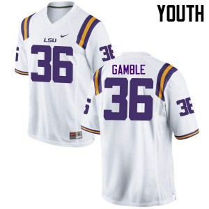 Youth Cameron Gamble White Tigers #36 Embroidery Jersey