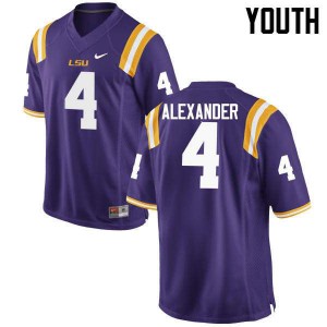 Youth Charles Alexander Purple Tigers #4 Stitch Jersey