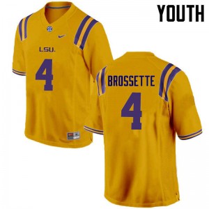 Youth Nick Brossette Gold LSU Tigers #4 College Jersey