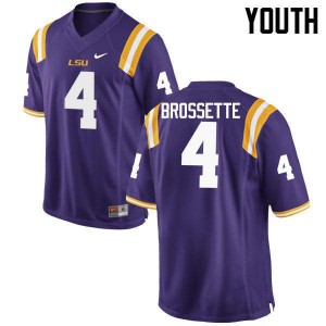 Youth Nick Brossette Purple LSU #4 Stitch Jersey