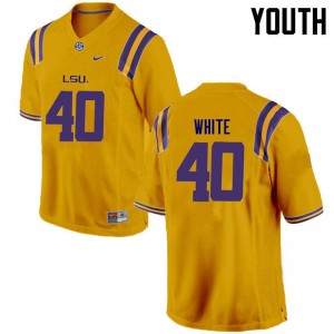 Youth Devin White Gold LSU #40 Stitch Jersey
