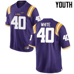 Youth Devin White Purple LSU Tigers #40 Embroidery Jerseys