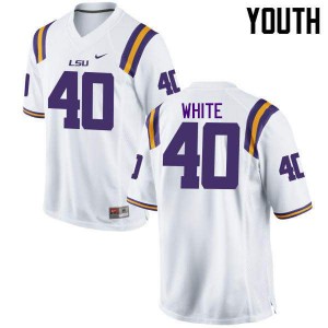Youth Devin White White LSU Tigers #40 NCAA Jersey