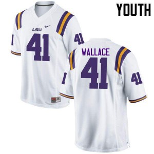 Youth Abraham Wallace White Louisiana State Tigers #41 Embroidery Jersey