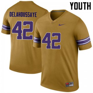 Youth Colby Delahoussaye Gold LSU Tigers #42 Legend Embroidery Jersey