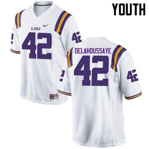 Youth Colby Delahoussaye White Louisiana State Tigers #42 College Jerseys