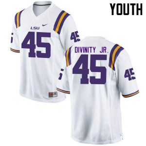 Youth Michael Divinity Jr. White LSU #45 Official Jersey