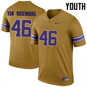 Youth Zach Von Rosenberg Gold LSU #46 Legend Official Jerseys