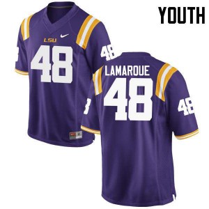 Youth Ronnie Lamarque Purple LSU Tigers #48 Embroidery Jerseys