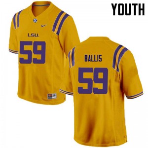 Youth John Ballis Gold LSU #59 Football Jersey