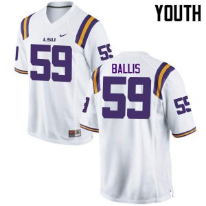 Youth John Ballis White LSU #59 Player Jersey