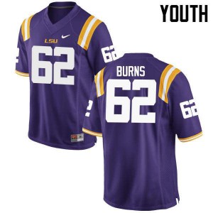 Youth Hunter Burns Purple Louisiana State Tigers #62 Football Jerseys