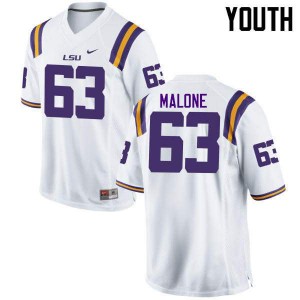 Youth K.J. Malone White LSU #63 Stitch Jerseys
