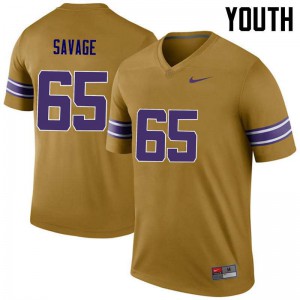Youth Jakori Savage Gold Louisiana State Tigers #65 Legend Player Jerseys