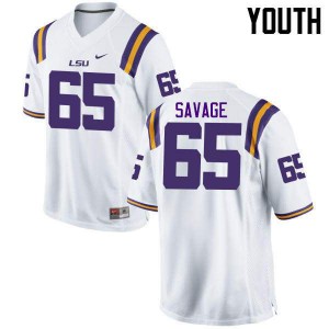 Youth Jakori Savage White Louisiana State Tigers #65 Alumni Jerseys