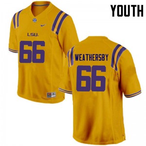 Youth Toby Weathersby Gold Tigers #66 Stitch Jerseys