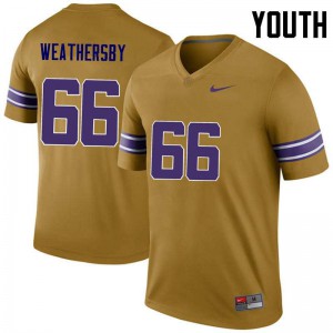 Youth Toby Weathersby Gold LSU Tigers #66 Legend Stitch Jerseys