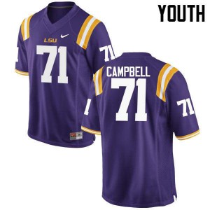 Youth Donavaughn Campbell Purple LSU #71 Official Jerseys