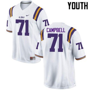 Youth Donavaughn Campbell White LSU Tigers #71 College Jerseys