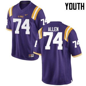 Youth Willie Allen Purple Louisiana State Tigers #74 Official Jerseys