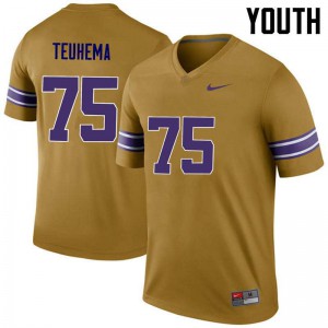 Youth Maea Teuhema Gold Louisiana State Tigers #75 Legend Stitched Jerseys