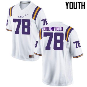 Youth Garrett Brumfield White LSU #78 Stitched Jerseys