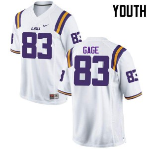 Youth Russell Gage White LSU Tigers #83 Embroidery Jerseys