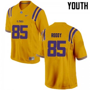 Youth Caleb Roddy Gold LSU Tigers #85 Embroidery Jersey