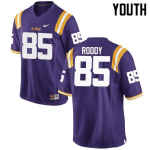 Youth Caleb Roddy Purple LSU Tigers #85 Embroidery Jersey