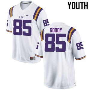 Youth Caleb Roddy White LSU #85 Stitch Jersey