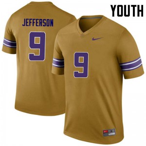 Youth Rickey Jefferson Gold Louisiana State Tigers #9 Legend Stitched Jersey