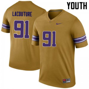 Youth Christian LaCouture Gold LSU Tigers #91 Legend Stitched Jersey