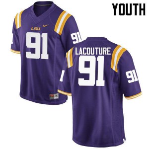 Youth Christian LaCouture Purple Tigers #91 University Jersey
